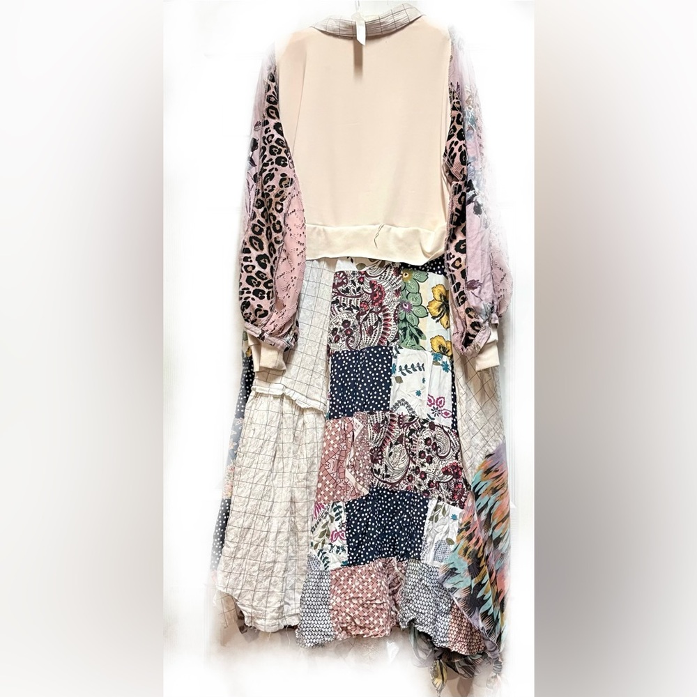Upcycle Asymmetrical Patchwork Dress - Multicolor - image 6